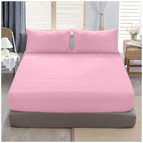 Premium King Size Extra Deep Fitted Sheet Pink - Extra Deep Pocket Bed Sheet 16 Inch 40 Cm - Non Iron Polycotton Deep King Size Fitted Sheet, 152X203Cm