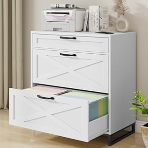 Lateral file cabinet with 3 drawers modern farmhouse file cabinet for legallettera4 size hanging files printer stand large wood home office furniture white  urban country home decor