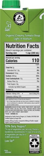 Image of Pacific Foods Organic Creamy Light in Sodium Tomato Soup, 32 oz Carton (Pack of 4)