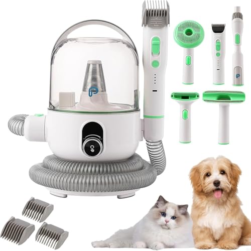 ELETHEBIA Dog Grooming Kit-Professional Pet Grooming Vacuum Kit with 5 Grooming Tools for Dogs Cats and Other Animals