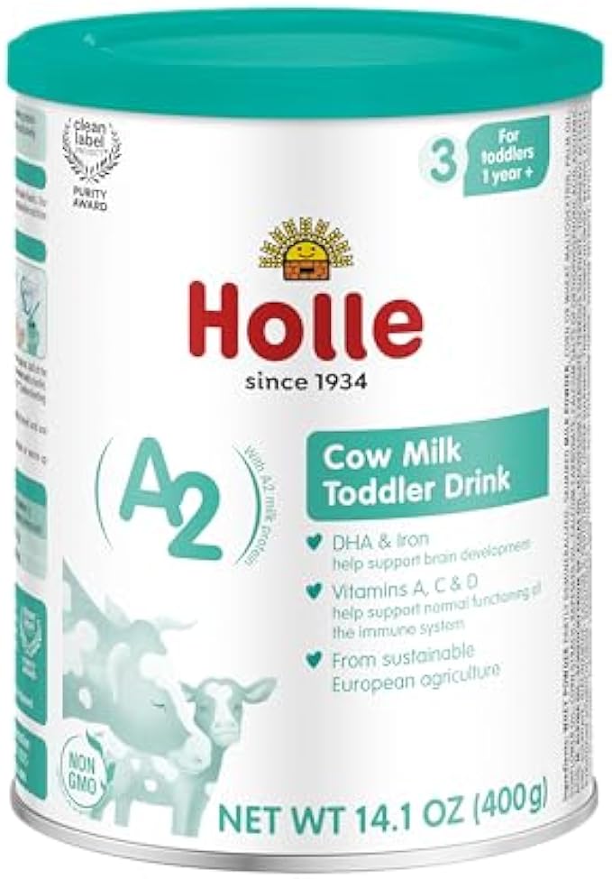 Holle Cow Toddler Milk Powder (A2) - Stage 3 - Vitamin-Rich, Non-GMO Toddler Drink Made with 100% A2 Milk - Easy to Digest - Safe for Children 1-3 Years Old (6 Pack)