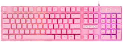 Teclado Gamer Rosa RGB LED Profissional ABNT2 Semi-Mecânico Ergon...