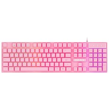 Teclado Gamer Rosa RGB LED Profissional ABNT2 Semi-Mecânico Ergonômico Fofinho Feminino Presente Precision Ozzix