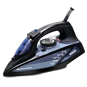 INALSA Steam Iron 2200 W| Quick Heat Up with up to 30g/min steam|100 gm/min Steam Boost|Scratch Resistant Ceramic Soleplate|Vertical steam, Anti Drip & Anti Calc Functions,2 Year Warranty(Onyx 2200)