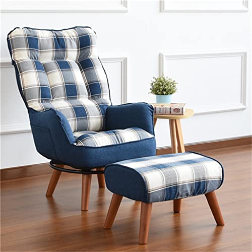 Sillón reclinable plegable silla giratoria baja silla con brazo giratorio contemporáneo muebles para el hogar (color: azul, tamaño: 108 x 70 x 60 cm) (azul con taburete 108 x 70 x 60 cm)