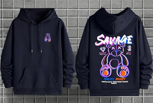 Image of Dagcros Hoodies Printed Fleece Lined Sweatshirts Casual Athletic Workout Pullover with Kangaroo Pocket for Men's