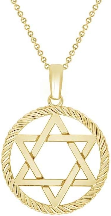 Takar Gold Plated Rope Star of David Pendant Charm - Jewish Symbol Pendant for Men and Women - Dainty Spiritual Charm Jewelry - Religious Jewelry Gift for Her Made in USA