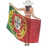 AMRANDOM Women Swimwear Chiffon Pareo, Portuguese Flag, Beach Cover Up Bikini Sarong Swimsuit Wrap Skirts