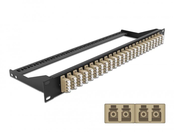 DELOCK Pannello patch in fibra ottica da 19", 24 porte, LC Quad beige