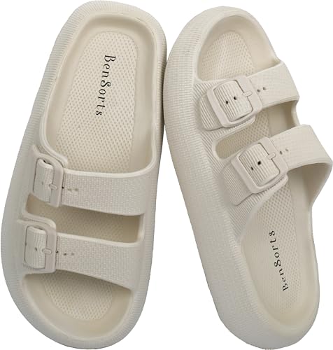 Image of BenSorts Pillow Sandals for Women Men Thick Sole Adjustable Buckles EVA