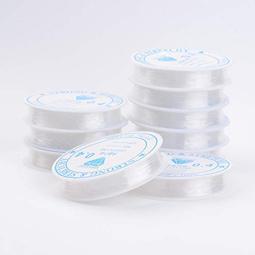 Cuerda de Abalorios 10 rollen Transparente Hilo El�stico 0.4mm 10m Bobina El�stica de Hilo para Pulsera Collar Abalorios