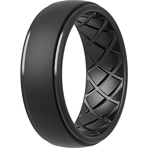 Alliance en silicone respirante motif croisé ThunderFit homme 8 mm de large