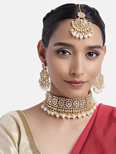 Image of Peora Kundan Faux Pearl Traditional Jewellery Set Gift for Women