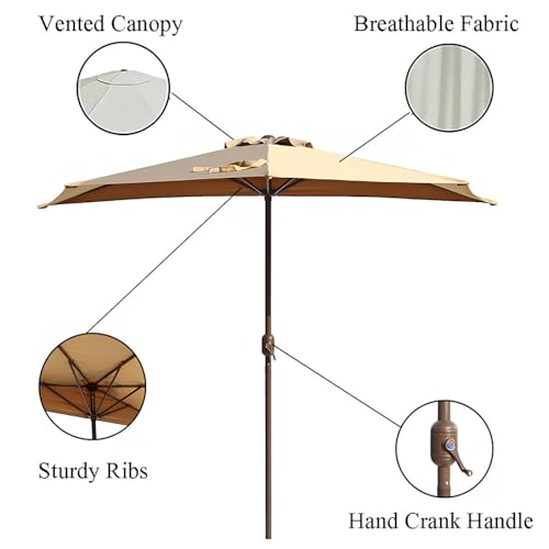 Demi-parasol manivelle 2,7 m pare-soleil résistant à l'eau pour balcon - 4