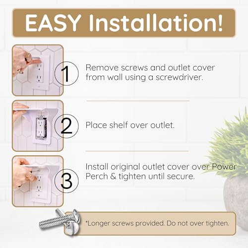 Power Perch Wall Outlet Shelf – Transform Your Outlet into a Space-Saving Display! Perfect for Alexa, Electric Toothbrush & More – Sturdy Light Socket Shelf by Storage Theory - (White, 4 Pack) - Thumbnail 6
