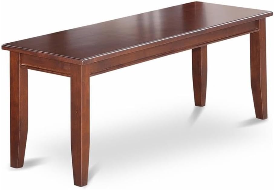 Pemberly Row Traditional Wood Dining Bench, 17 in H x 51 in D, Solid Wood, Classy Mahogany Finish, Compact Design, Durable Seating for Dining Room or Living Space