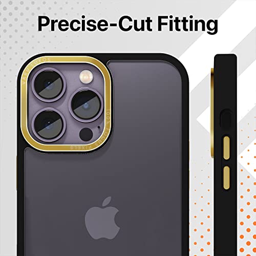 Image of Vaku Luxos Trans Armor for iPhone 14 Pro Case Cover, 6 Feet Drop, Metal Ring Camera Protection, Shockproof, Scratch Resistant, Slim, Compatible with iPhone 14 Pro Back Cover - Black & Gold