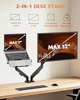Monitor Halterung mit Laptop Arm für 32 Zoll Bildschirm bis zu 17" Notebook – Ansicht 2