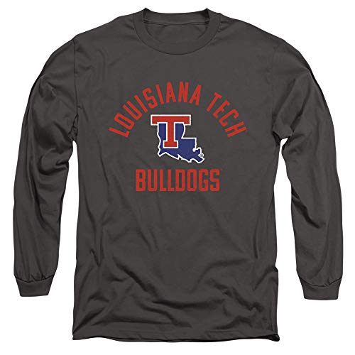 Louisiana Tech University Official Bulldogs Logo Unisex Adult Long-Sleeve T Shirt, Charcoal, Large
