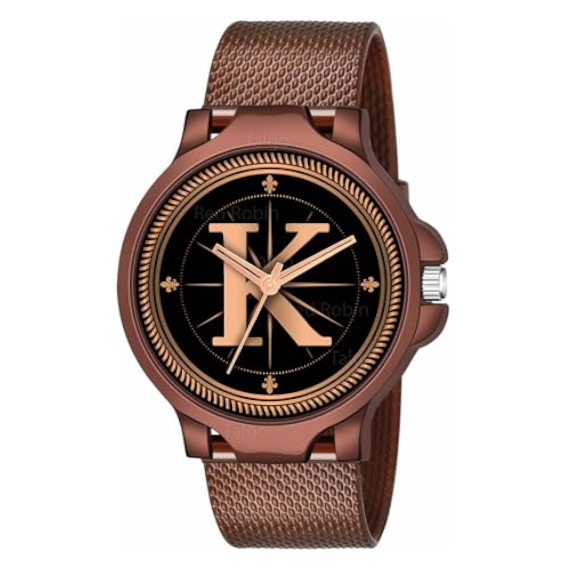 Analog Round Black Dial Alphabet K Design Wrist Watch