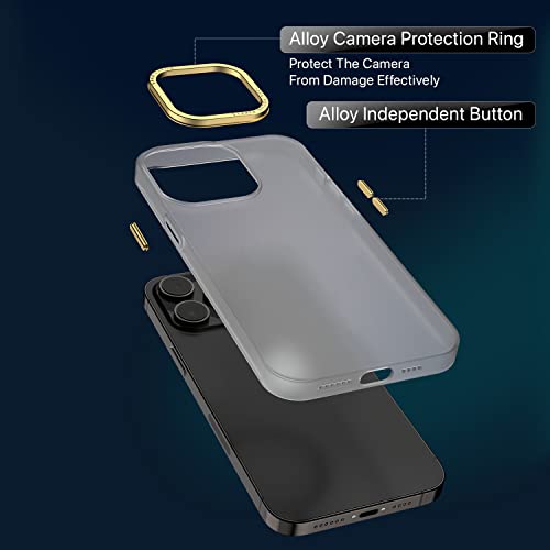 Image of eller sante SAN Pedro Frosted for iPhone 14 Pro Case Cover, 6 Feet Drop Protection, Shockproof, Scratch Resistant, Slim, Thin, Compatible with iPhone 14 Pro Back Cover - White & Gold