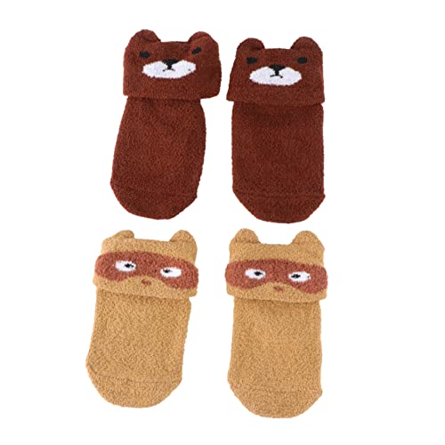 WOFASHPURET Baby Anti-slip Socks Coral Fleece Soft and Comfortable 2 Pairs Adorable Socks