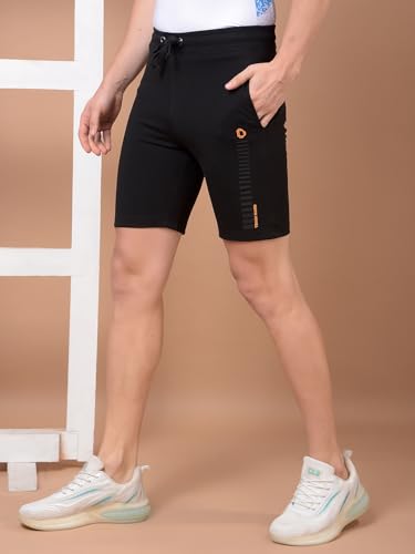 Image of Dollar Cotton Rich Fabric Solid Men's Shorts | Ribbed Waistband with Drawcord | Fashionable Print with Logo Branding | Side Pockets with Zip on one Side | Wide Array of Attractive Colours