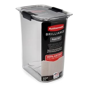 Rubbermaid Brilliance 16-Cup Airtight Food Storage Container with Lid Clear/Grey – optimal for pantry organization flour sugar and food storage