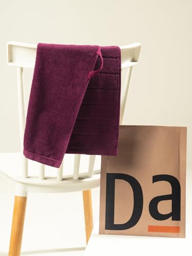 Image of DAMENSCH 100% Cotton Hand Towel, Super Soft Gym Towel for Men Workout, Ultra Absorbent Kitchen Towels Cotton, Quick Dry, Long Lasting Colours Hand Towel Set-Midday Maroon, Twilight Grey