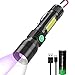 UV LED Taschenlampe (mit 2200mAh 18650 Akku), 3 In 1 Taktische Taschenlampe USB Aufladbar, Starke Magnete COB Arbeitsleuchte mit Rotlicht, iToncs 395nm UV Licht für Banknoten, Urin