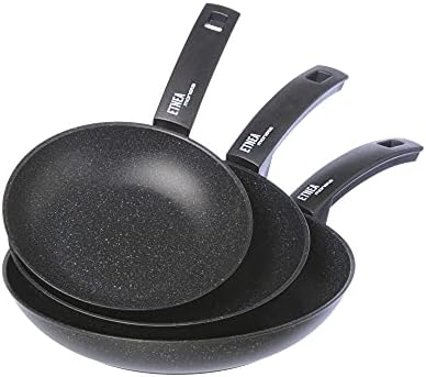 Moneta Set Frying Pans, Aluminum, Black, 20-24-28 cm