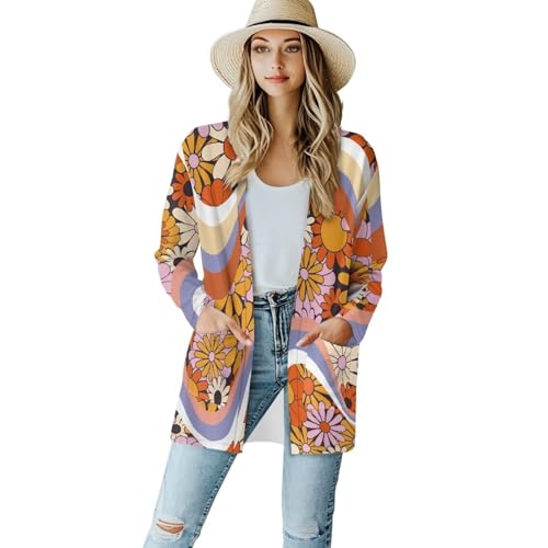 Image of Women's Open Front Cardigan Long Sleeve Loose Sweater Lightweight Soft Cardigan Jackets