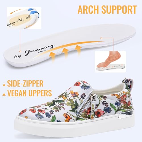 Image of Jeossy Women's Slip On Shoes Casual Fashion Sneakers 8010 Arch Support Loafers for Women with Zipper