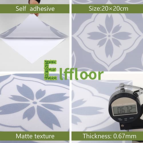 Peel and Stick Floor Tiles Self Adhesive Floor Tile Vinyl Flooring for Kitchen Bathroom Living Room Waterproof 20X20cm 10pcs