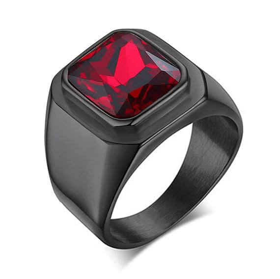 Asma Jewel House Black Stainless Steel Red Infinity Stone Crystal Signet Biker Ring for Men/Boys – US Size 9, Anti-Allergy, Modern Design (B0CCQN6DJY) Amazon Price History, Amazon Price Tracker