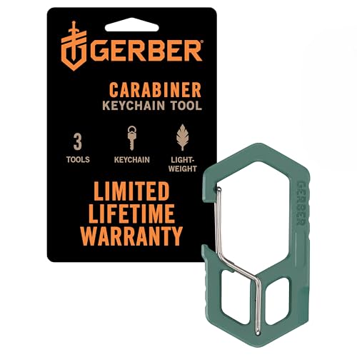 Gerber Gear Carabiner Keychain 3-in-1 Multitool Clips to Pocket or Keychain with Bottle Opener Package Opener and 3 Chamber Carabiner EDC Gear for Everyday Carry Not For Climbing