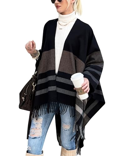 CATCHY & CRAFTY Poncho Shawl Wrap Ruana Cardigan Stylish Cape for Women Open Front Sweater