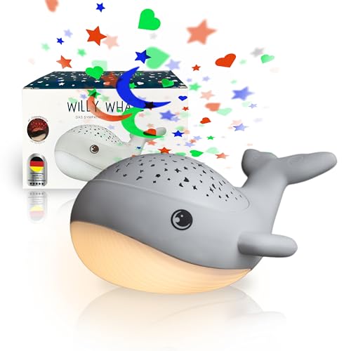 MegaLight Luce notturna Cielo Stellato | Proiettore Cielo Stellato Bebè | luce notturna bianca calda & proiettore di stelle RGB in 3 colori Proiettore di stelle luce notturna per bambini WILLY WHALE