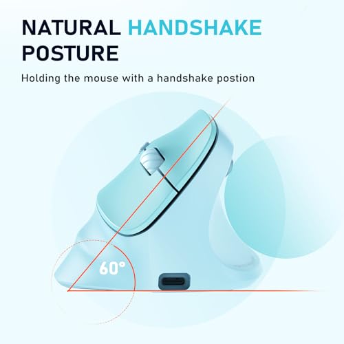 Image of MEETION Ergonomic Wireless Vertical Mouse, Rechargeable, Blue