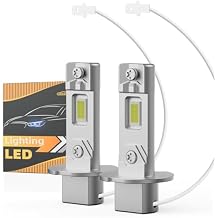 H3 Light Bulbs,800% Brighter Light,6500K Cool White with Canbus Ready,11 Mini Halogen Size,Plug and Play,Pack of 2