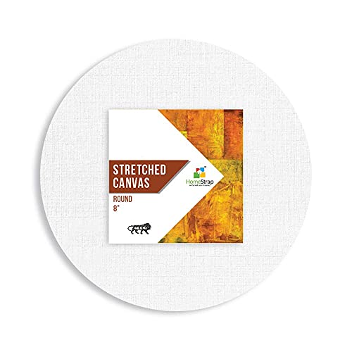 Image of Homestrap 8 Oz Primed Cotton Pre Stretched 8 Inch Round Canvas with Wooden Frame - Pack of 2