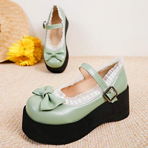 KOKOMOMO Womens Cute Goth Shoes Bow Platform Mary Janes Gothic Wedge Shoes2