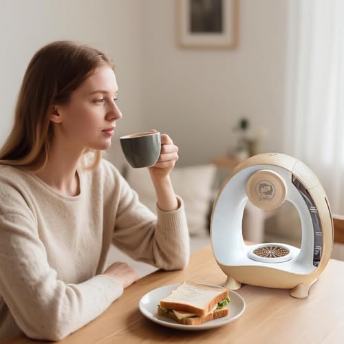 Image of Pod and Grounds Single-Serve Coffee Maker, 2 in 1 One Cup Coffee Machine Compatible with K-Cup Pod & Coffee Grounds /Tea, Compact Design, Champagne Color (Cream)