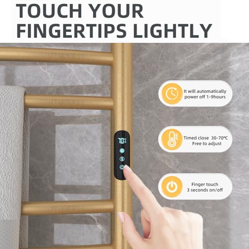 LNXGJJ Badheizkörper Elektrisch Gebürstetes Gold Handtuchheizkörper Elektrisch 135W mit Touchschalter Timer WiFi Intelligente Handtuchtrockner Elektrisch, Anthrazit Heizkörper Badezimmer, 450x720mm