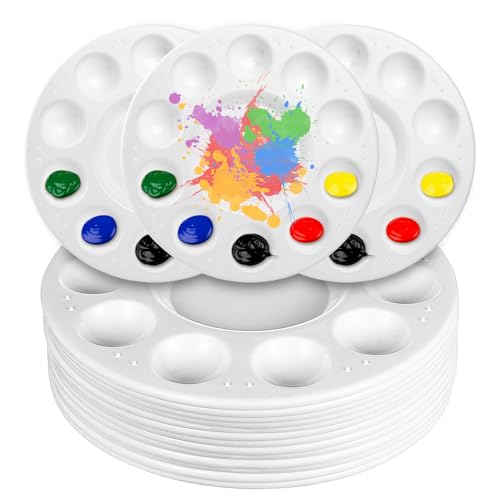 13 Pcs Paleta Pintura, 16 cm Paleta Acuarela, Paletas de Mezclas de Pintura de Colores, Paletas de Plástico Redondas de Color para Pinturas al Óleos Artística