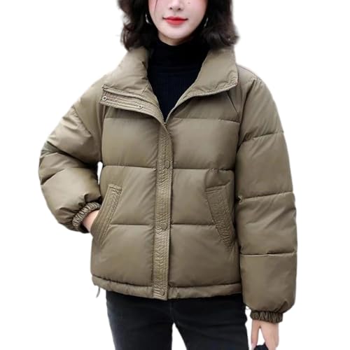 Chaqueta corta de invierno para mujer, de algodón, estilo retro, de piel sintética, En8, L
