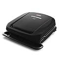 George Foreman 4-Serving Removable Plate Electric Grill and Panini Press, George Tough Non-Stick Coating, Drip Tray Catches Grease, Black