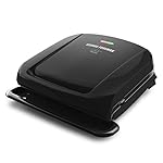 George Foreman 4-Serving Removable Plate Electric Grill and Panini Press, George Tough Non-Stick Coating, Drip Tray Catches Grease, Black