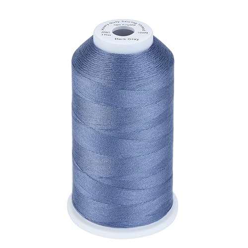 Image of Simthread Heavy Duty Blue Jeans Thread for Denim Sewing 1000 Meters Cone Dark Gray
