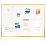 QUEENLINK Linen Bulletin Board 24×18 with Gold Frame